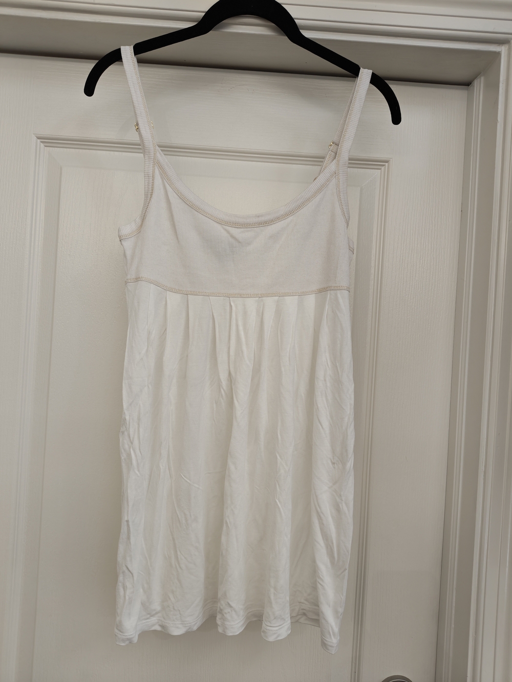 Express White Cotton-Blend Camisole Slip With Gold Accents